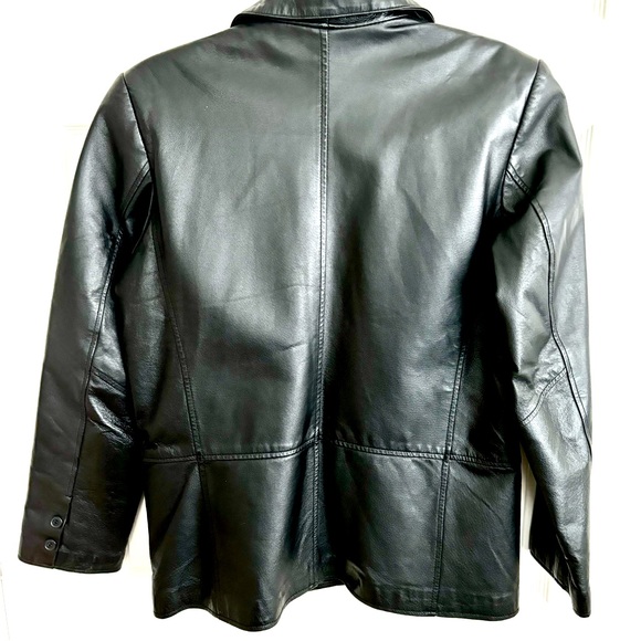 CLIO WOMENS BLACK 100% LEATHER 3 BUTTON FULLY LINED TWO FRONT POCKETS  SZ S - Picture 11 of 12